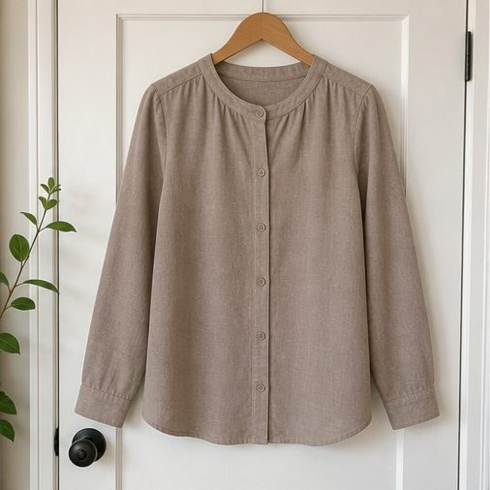 Taupe Button Blouse